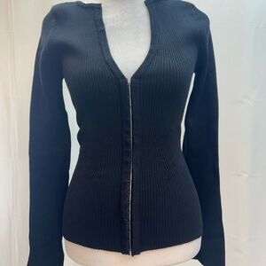 Zara Black Long Sleeve Ribbed Top S NWTS